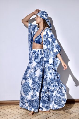 Flower Blue Long Pants