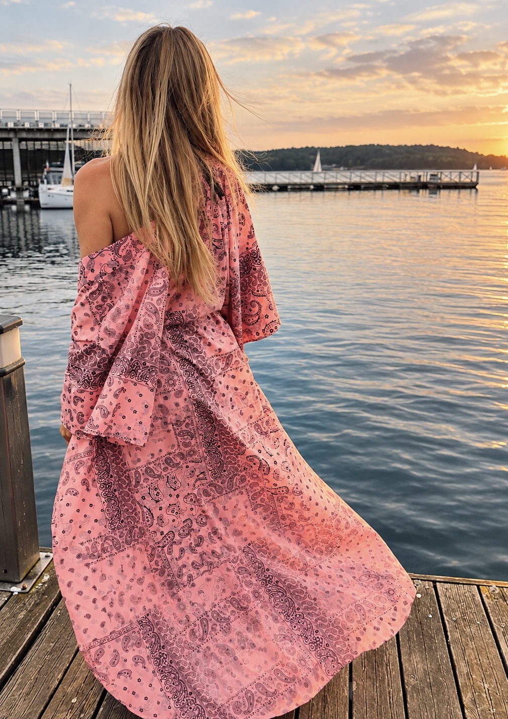 Bandana Pink Long Kimono - obrazek 2