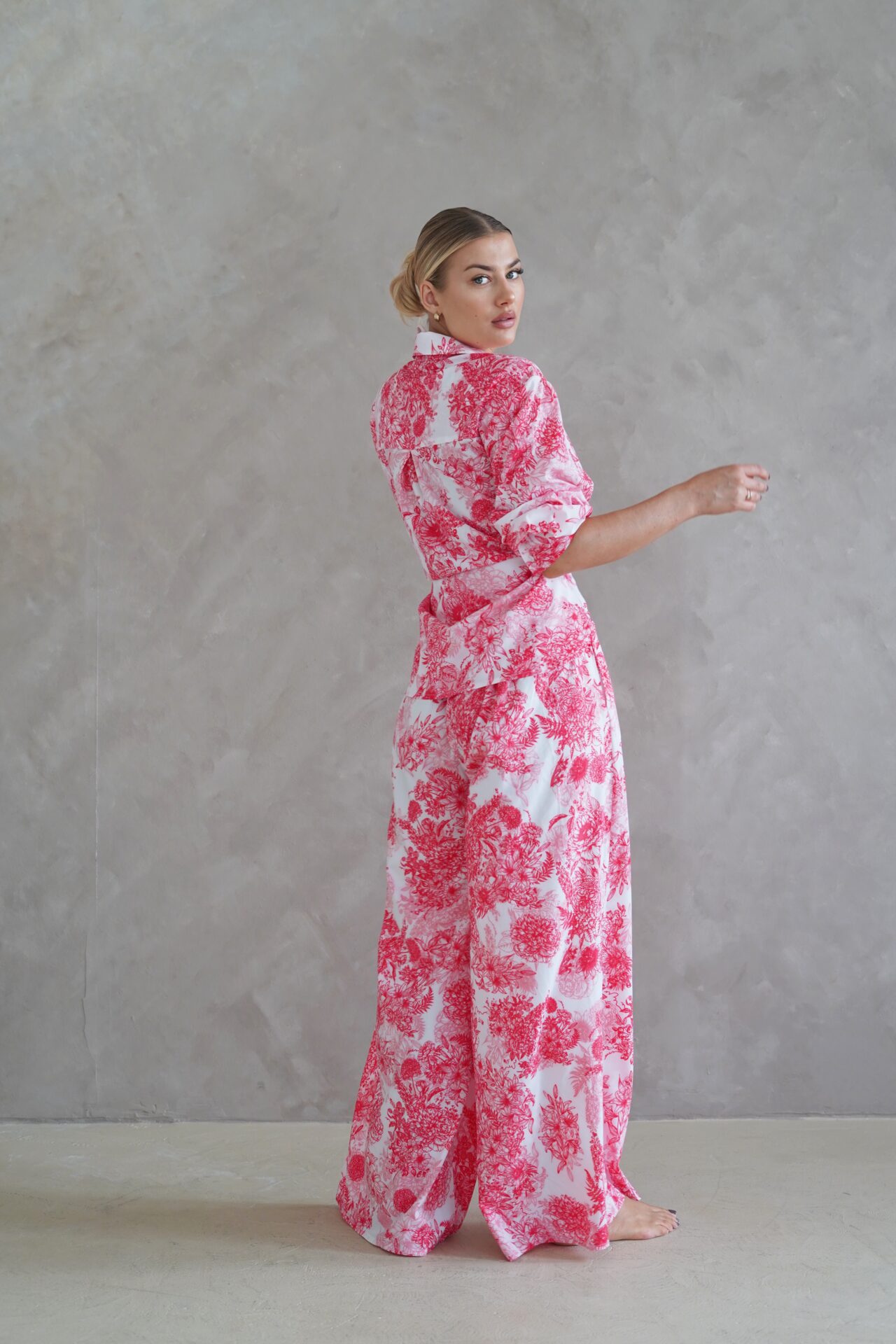 Flower Red Long Pants - obrazek 2