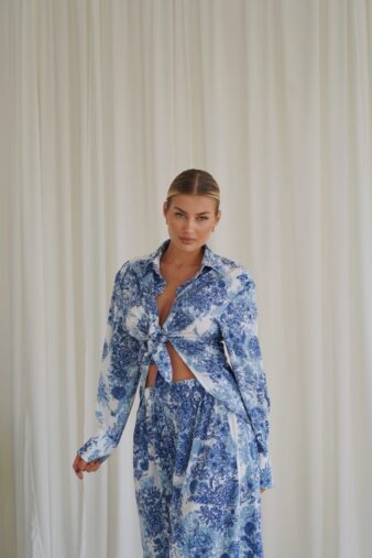 Flower Blue Shirt