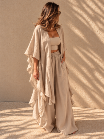 Breeze Beige Long Kimono