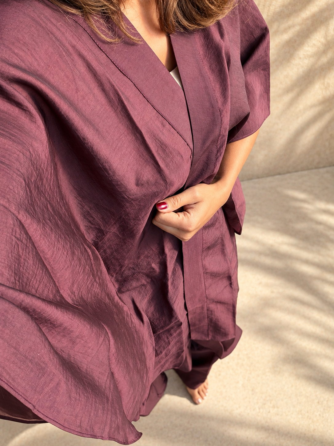 Breeze Burgundy Long Kimono - obrazek 3