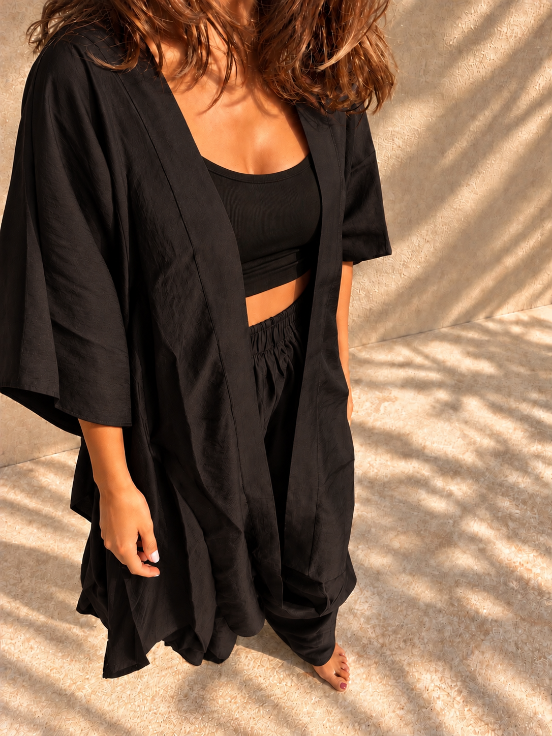 Breeze Black Long Kimono - obrazek 2