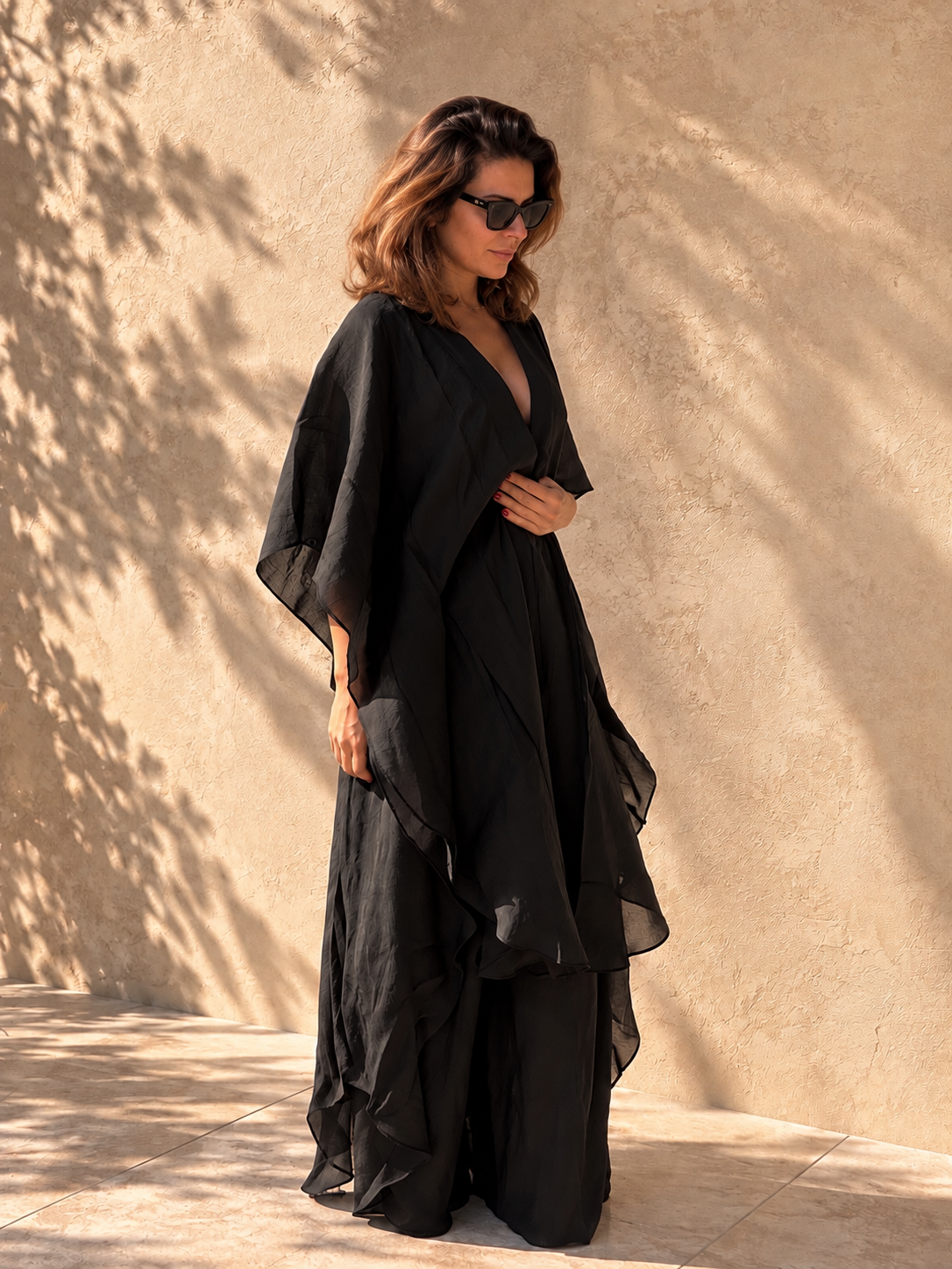 Breeze Black Long Kimono